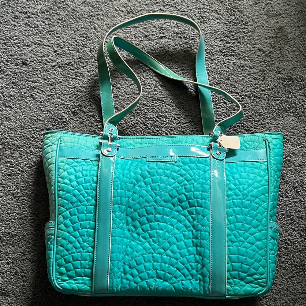 Vera Bradley Teal Quilted Tote Bag
